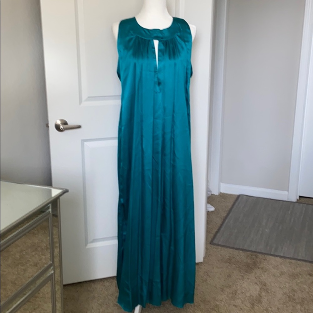 Malene Birger teal silk maxi dress